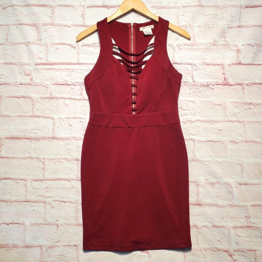AGaci Dress Womens Medium Red Bodycon Sleeveless Strappy Cutout Clubwear Party
